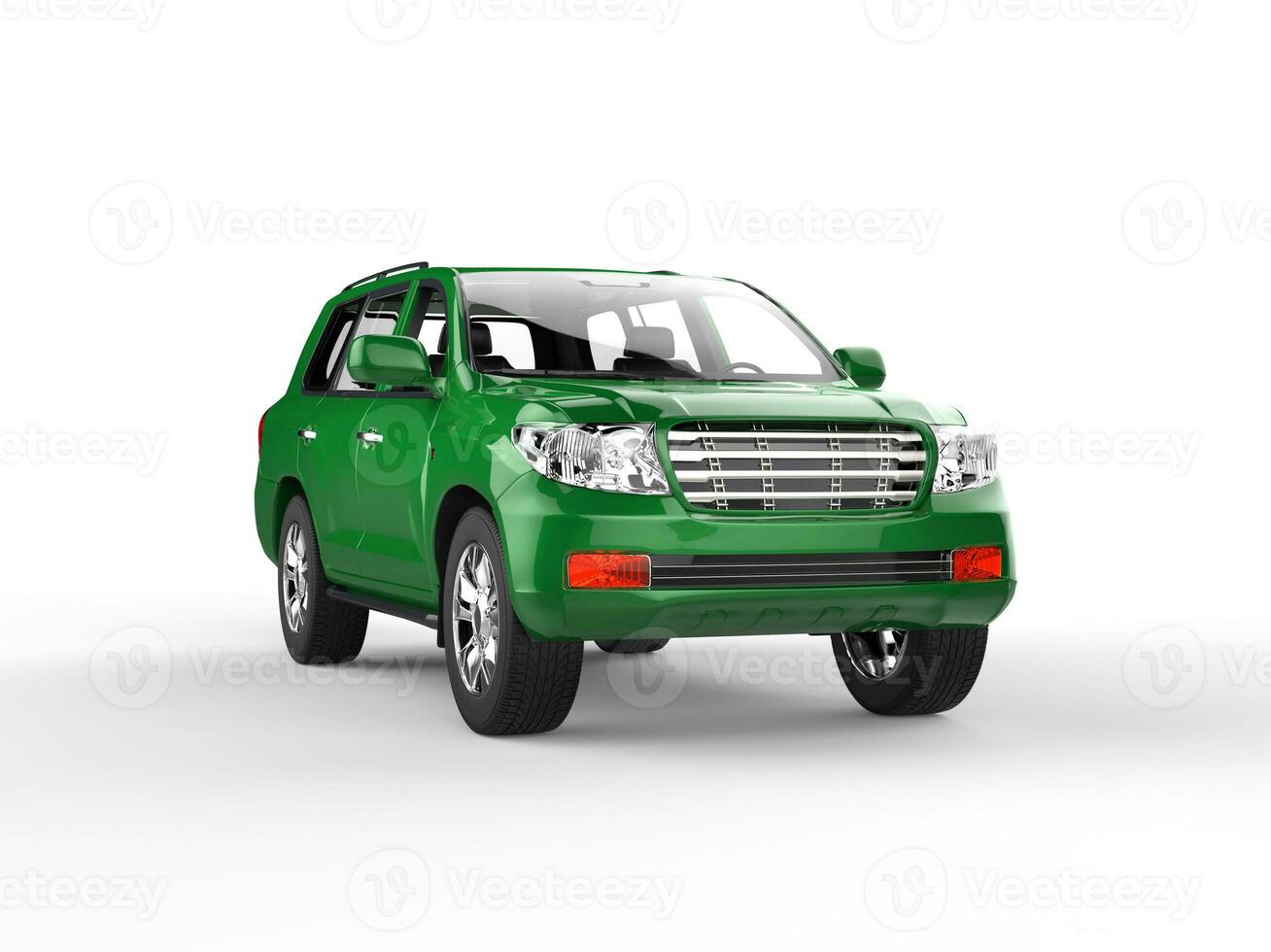 Green SUV isolated on white background photo