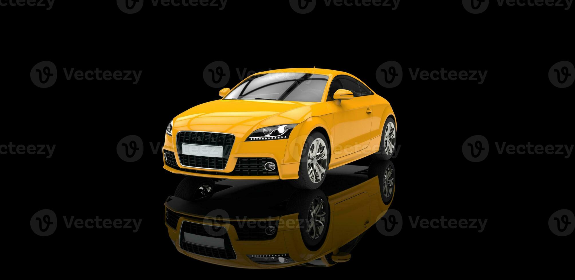 Yellow Car In Black Showroom photo