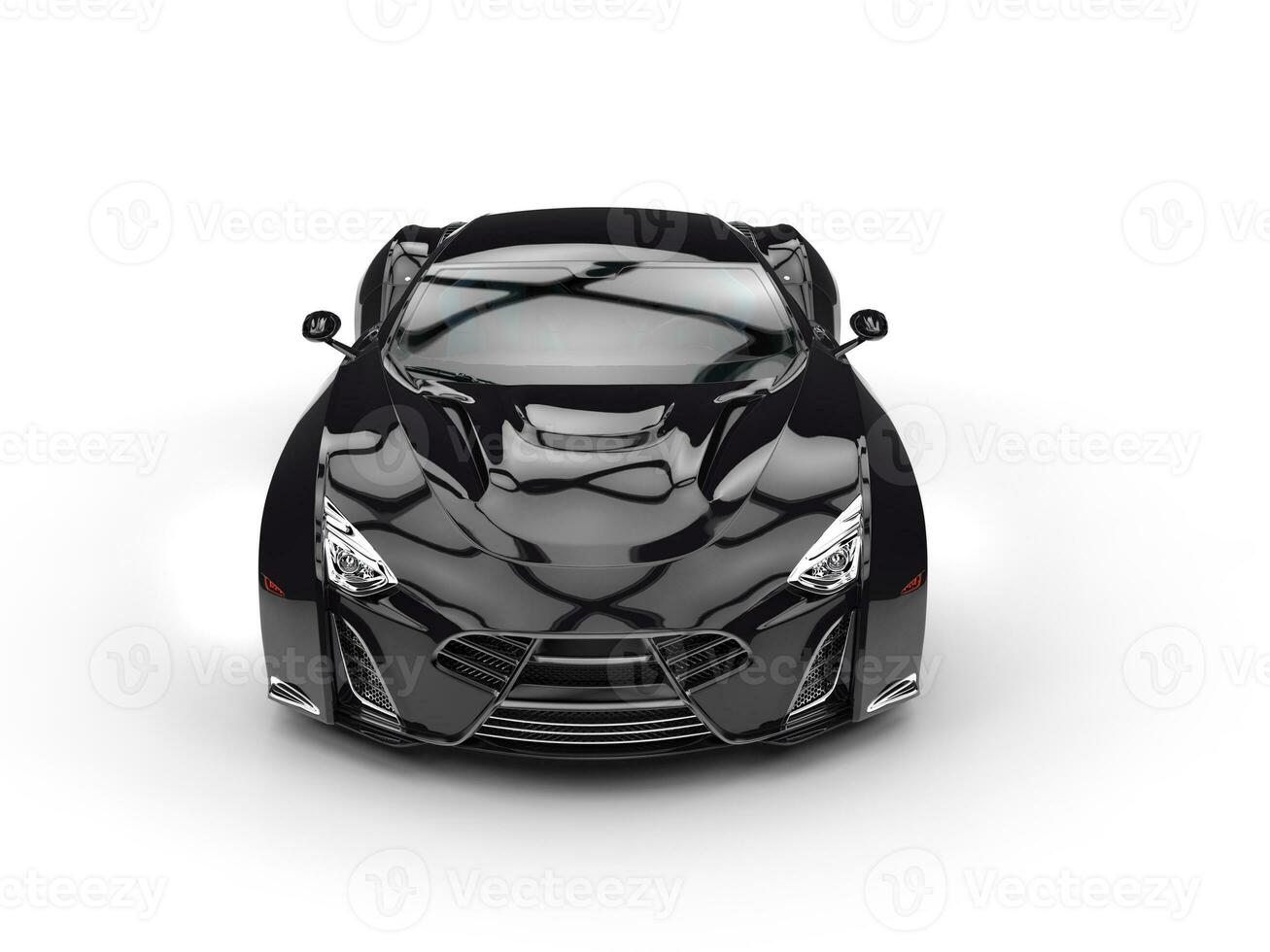 Black concept supercar - top front view photo