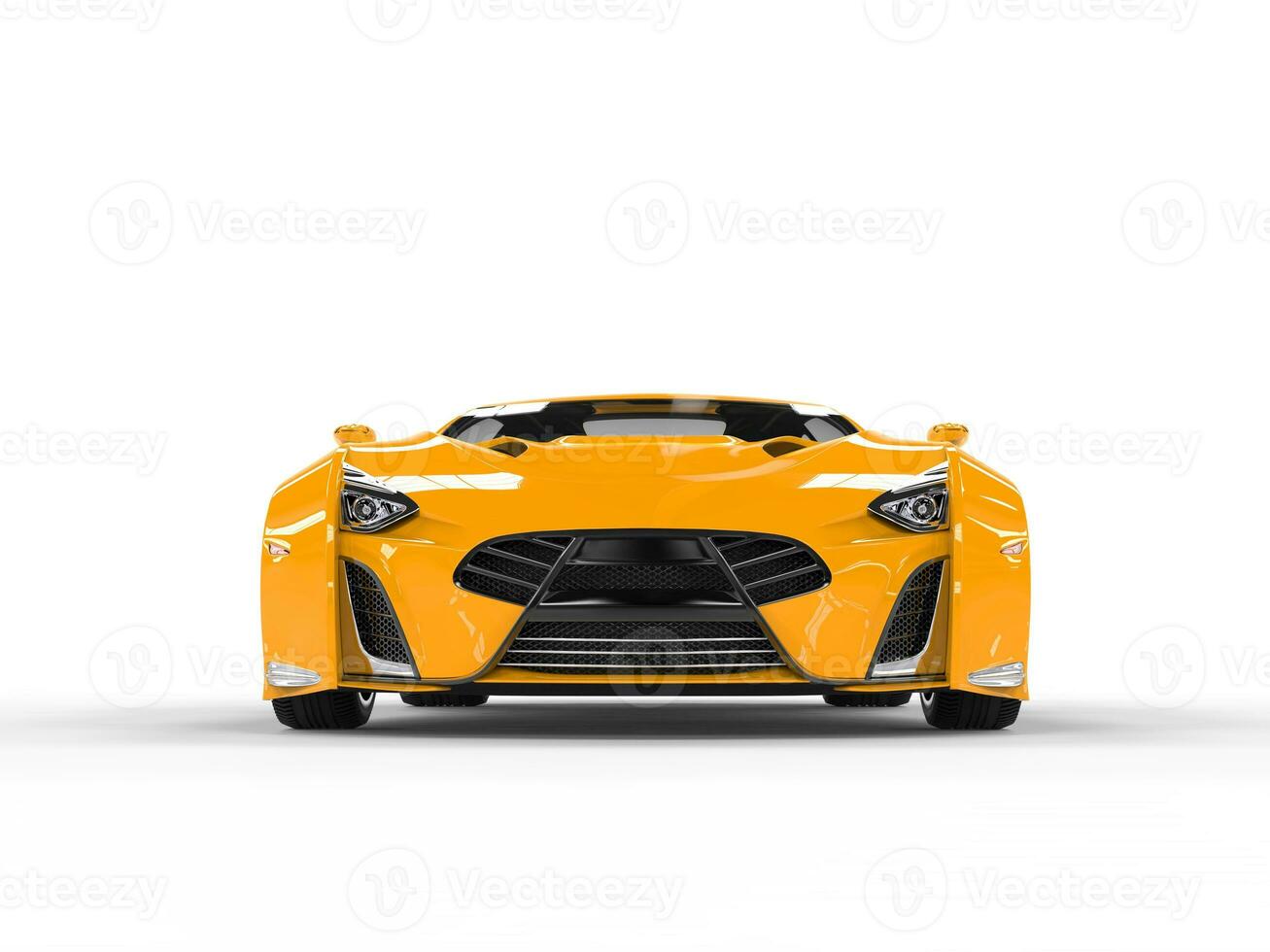 Supercar - glossy yellow paint - front view photo