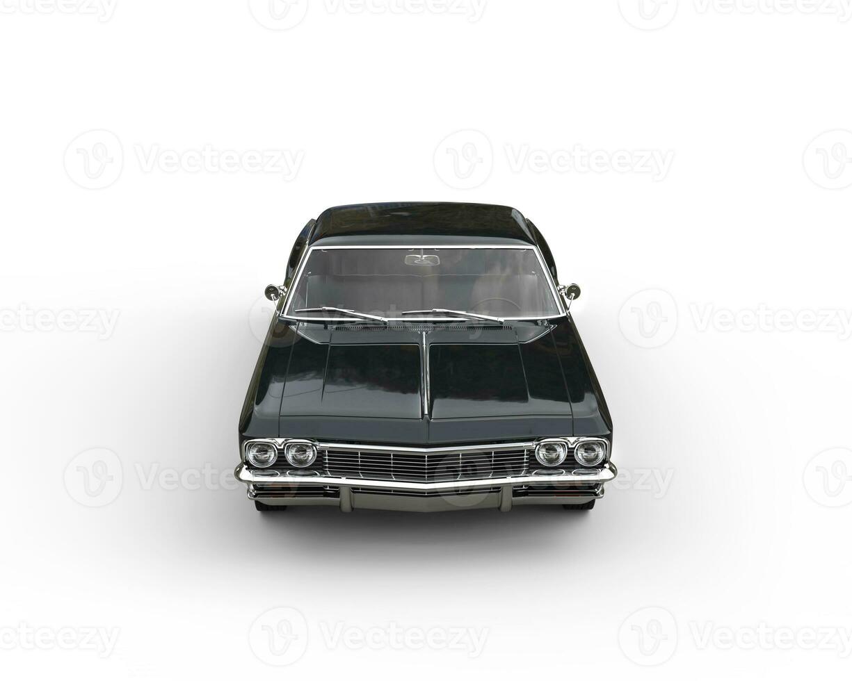 Classic black car - studio shot - top front view photo