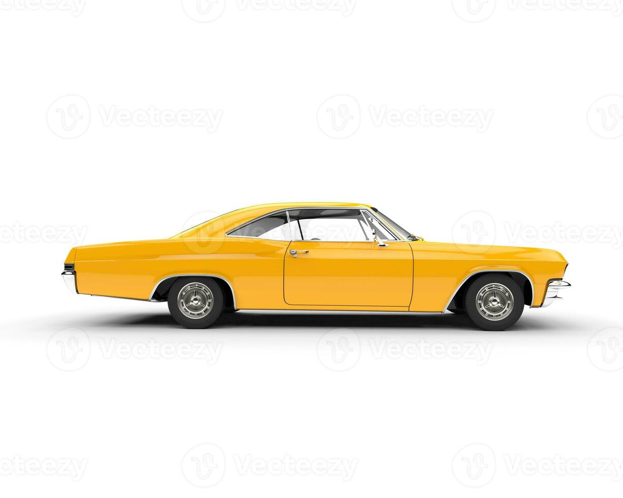 Classic muscle yellow car - side view photo