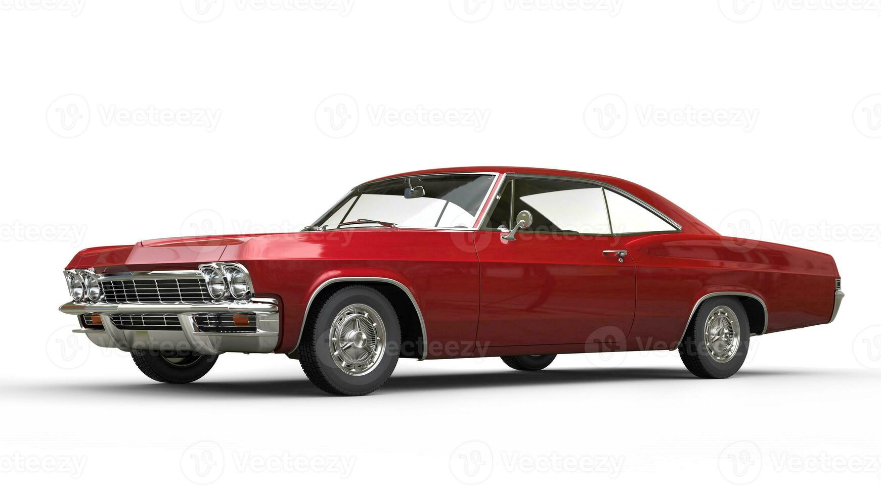 Metallic red muscle car - studio shot photo