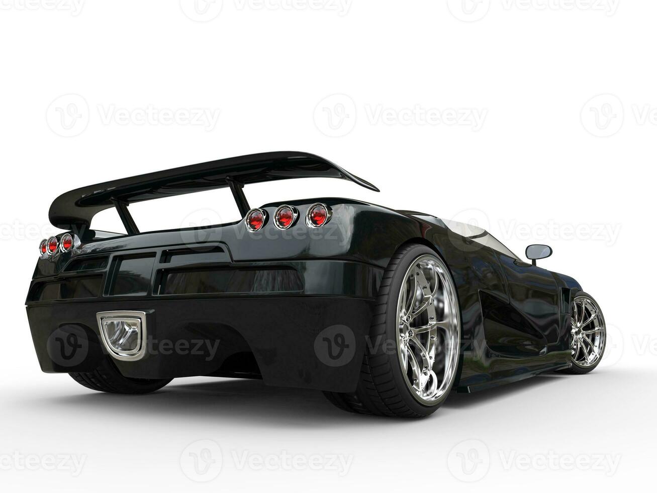 Awesome black sportscar - side back view photo