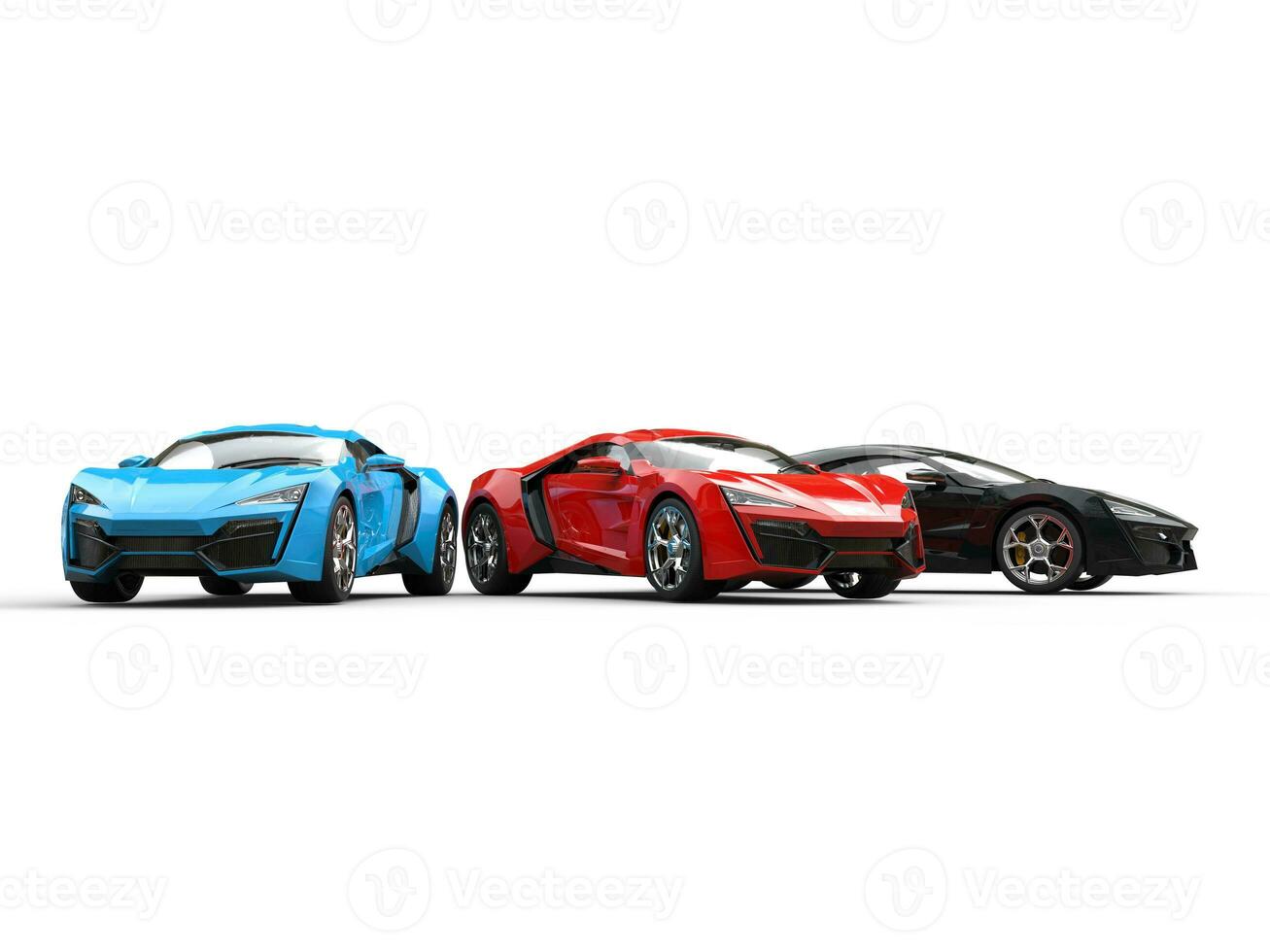 Blue, red and black sportscars photo