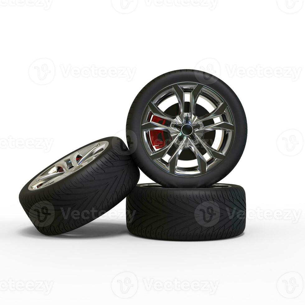 Three racing car wheels photo