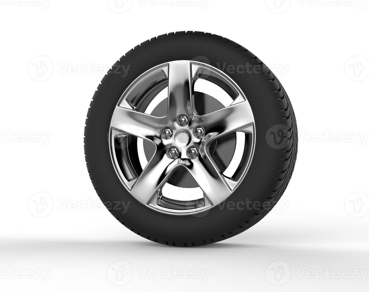 Car wheel - chrome rim photo