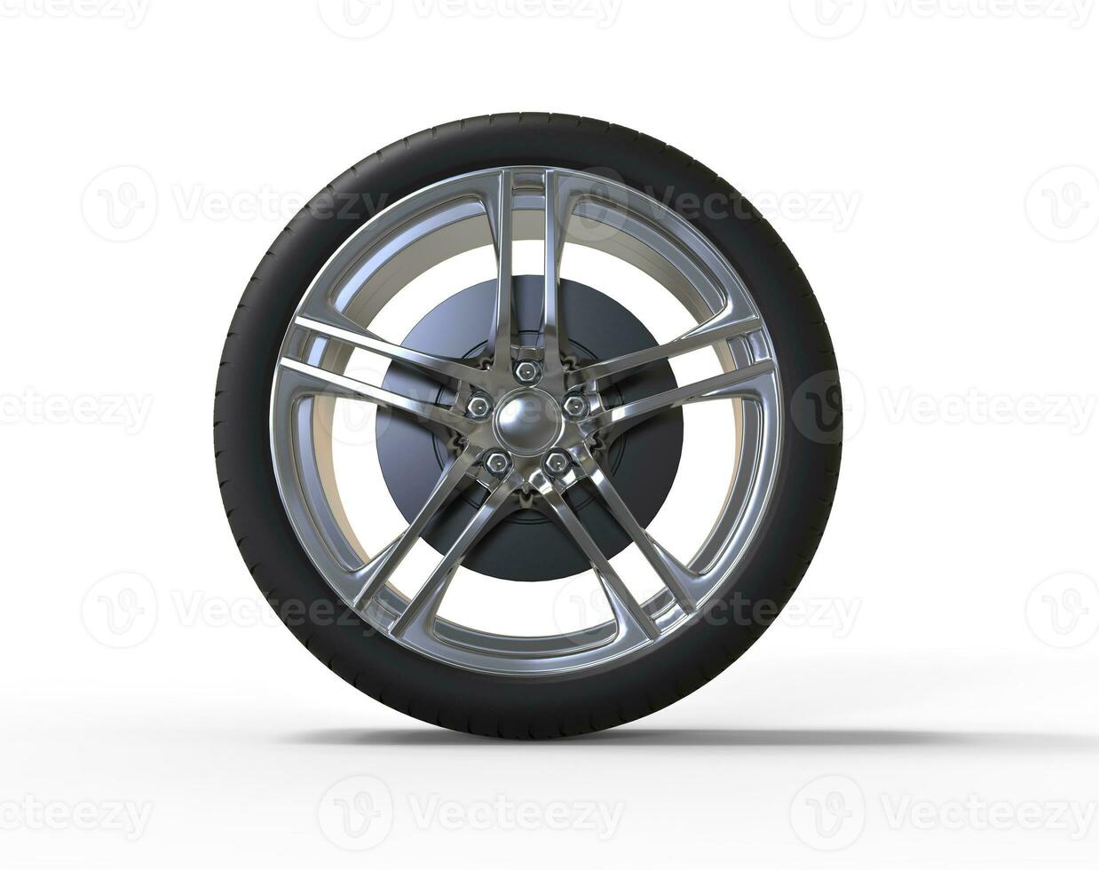 Racing car wheel - big shiny rims - front view photo