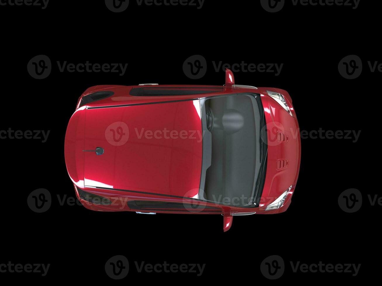 Cherry Red Compact Car - Top View photo