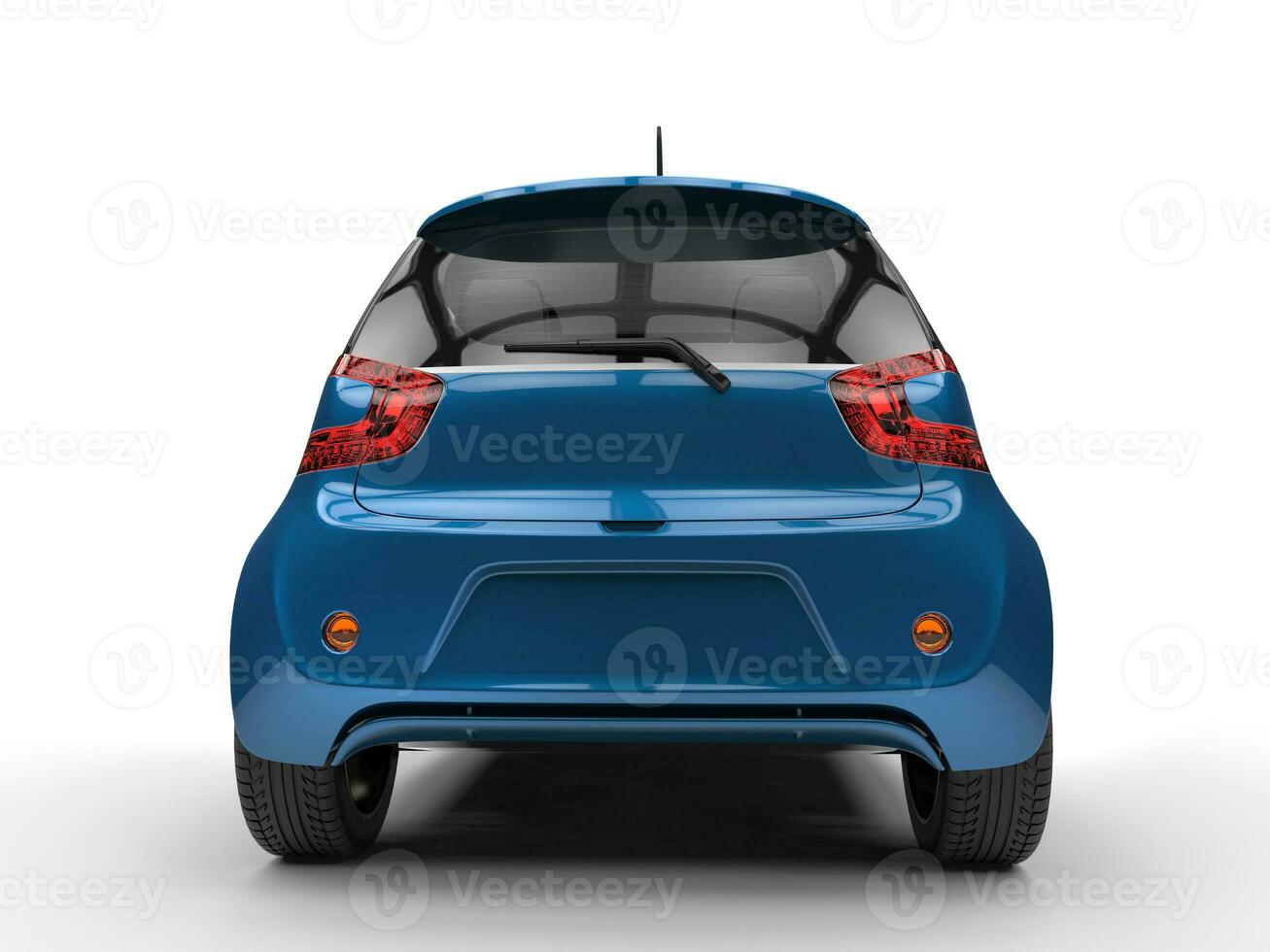 Dark Blue Compact Car - Glossy Paint - Rear View photo