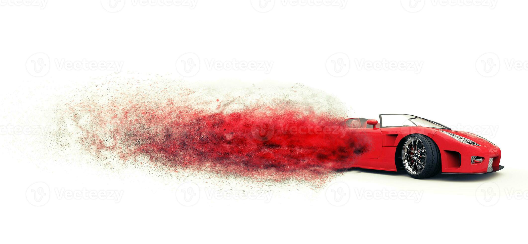 Awesome red sportscar disintegrating photo