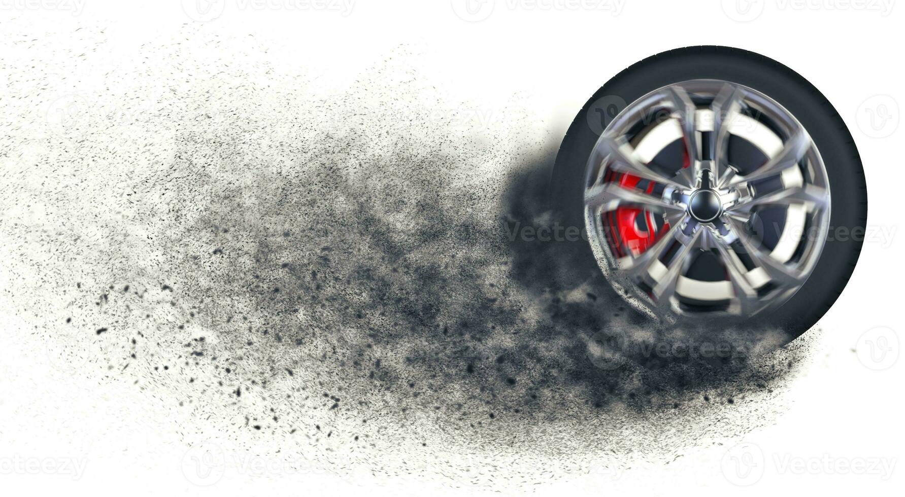 Race car tire - smoke particle trails photo