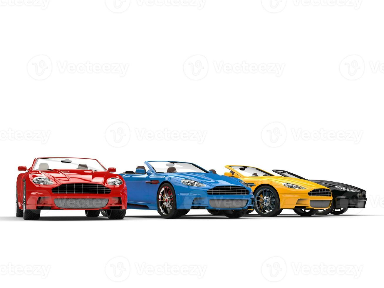 Row of convertible sports cars - studio shot photo