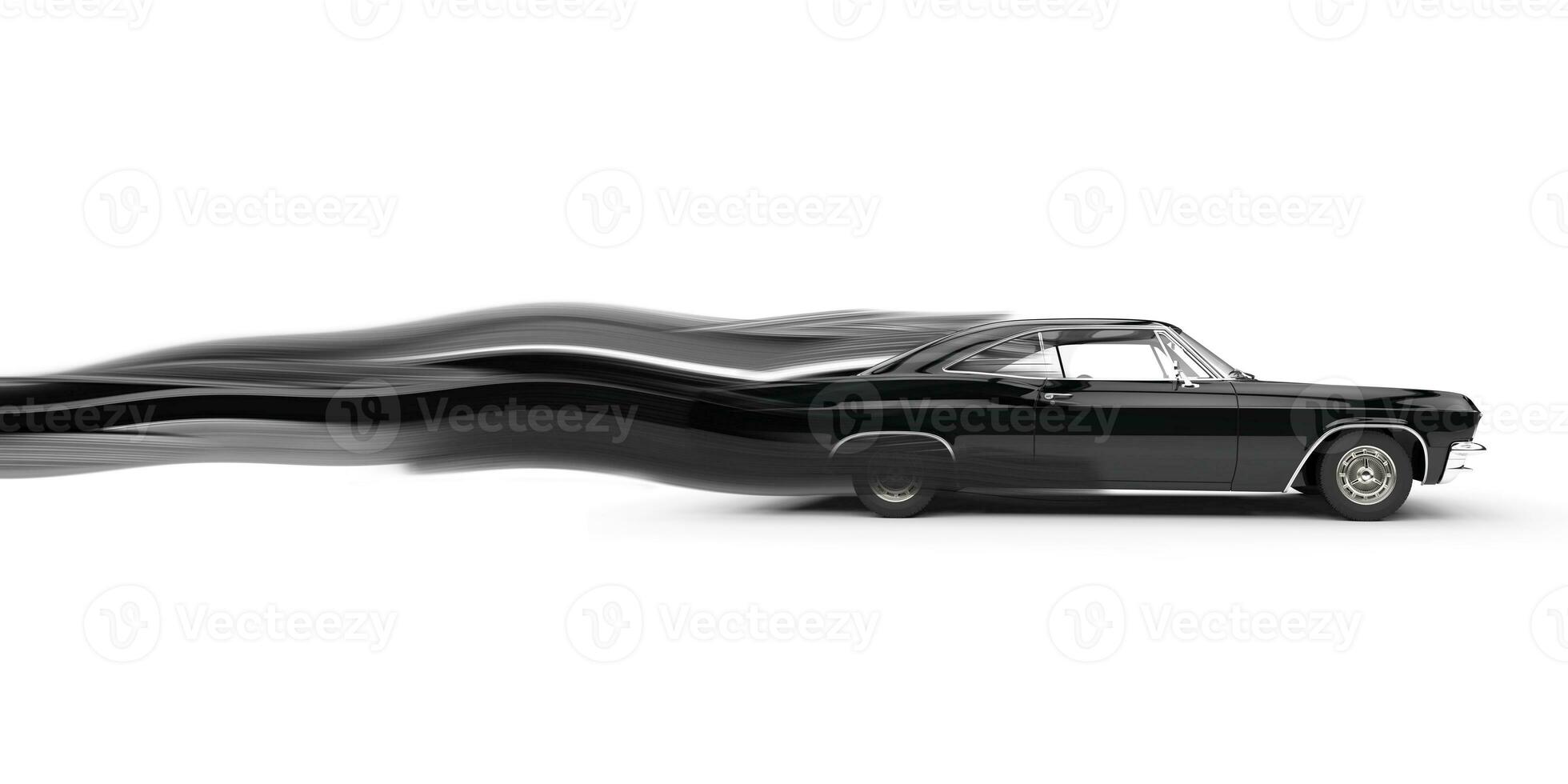 Classic muscle black car - speed stripe trails photo