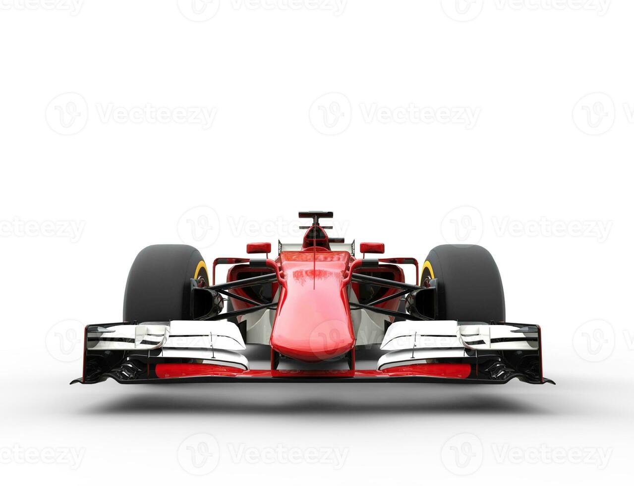 rojo fórmula uno coche - frente ver extremo de cerca foto
