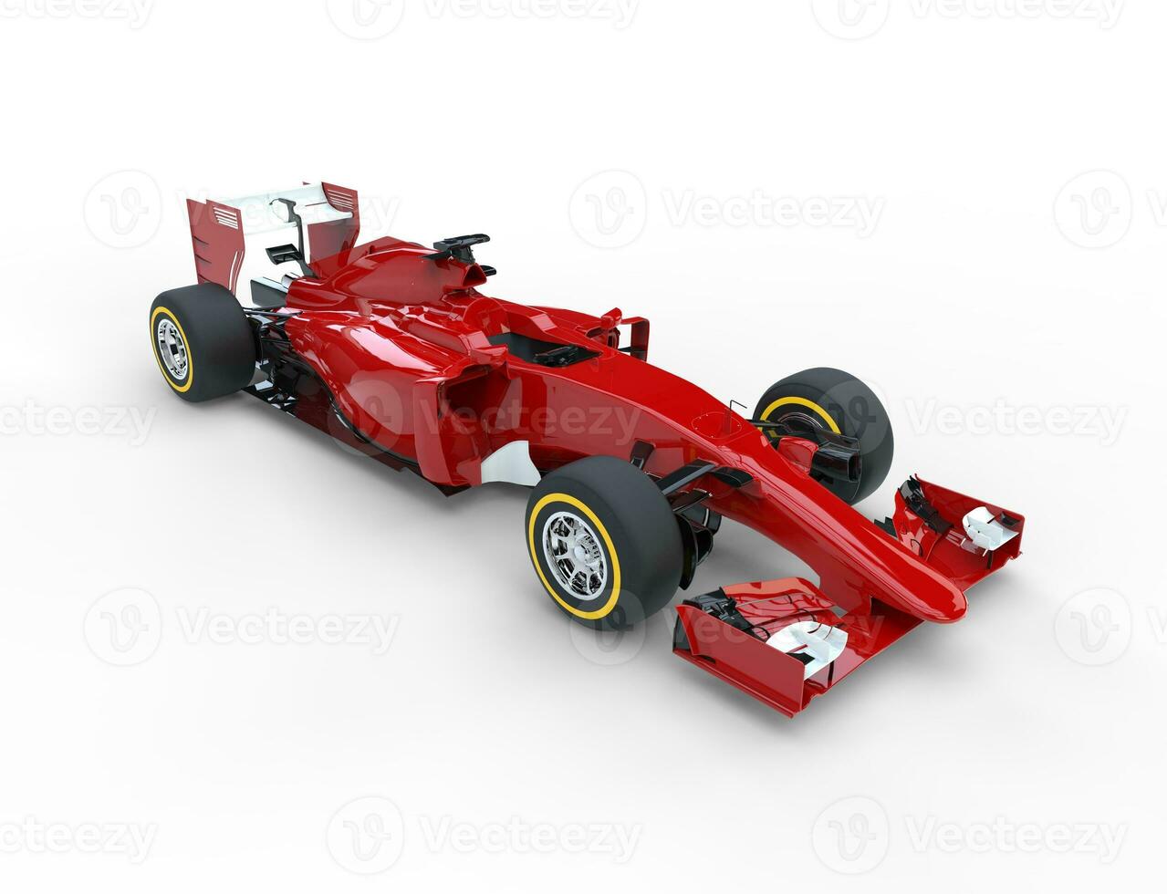 Red Formula One Car - isolated on white background photo