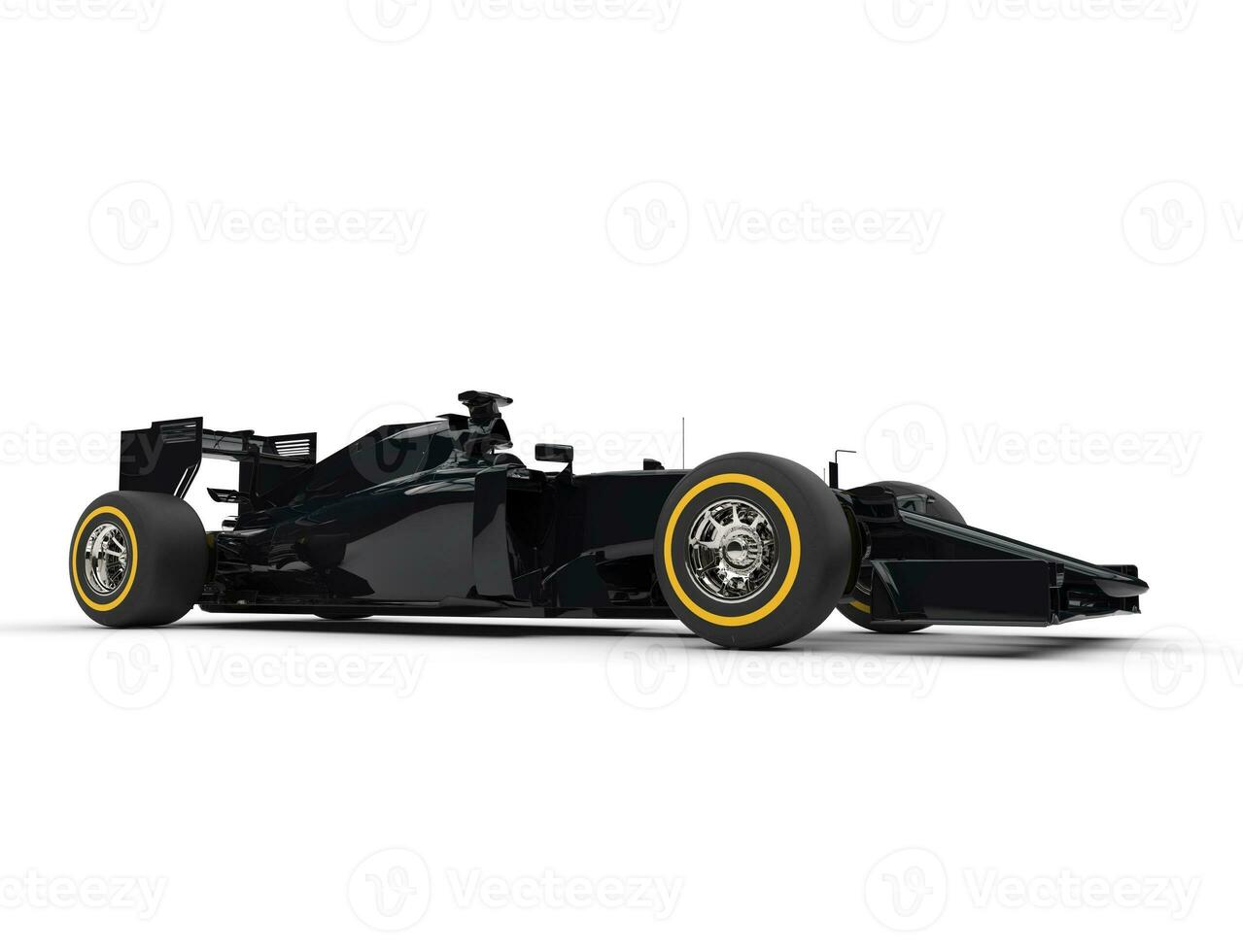 Black formula one car - side view - studio shot photo