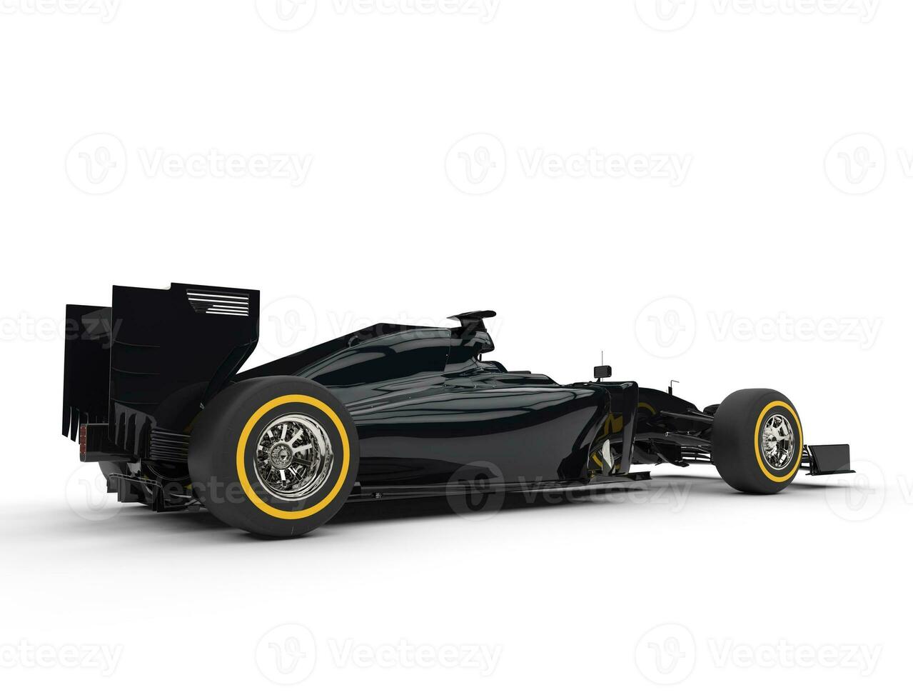 Black formula one car with soft compound tires equipped photo