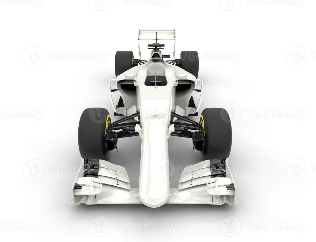 White formula one car - front view - isolated on white background. photo