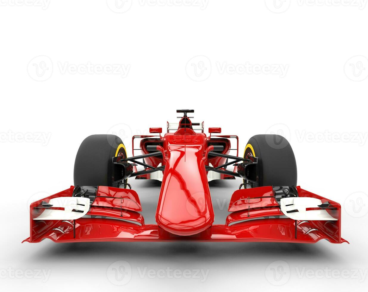 Red formula one car - front view - extreme closeup photo