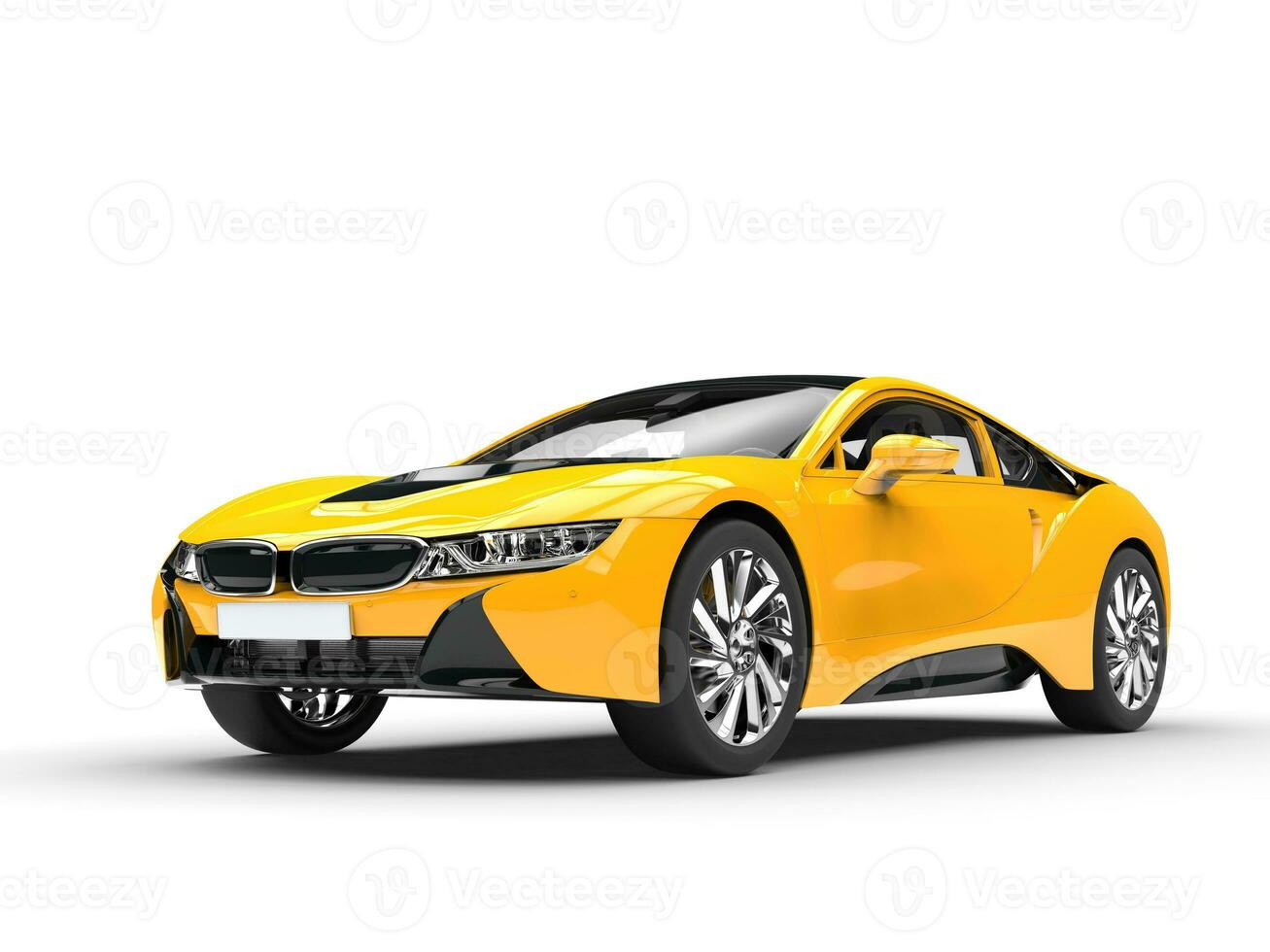 Modern yellow sports car - studio shot photo