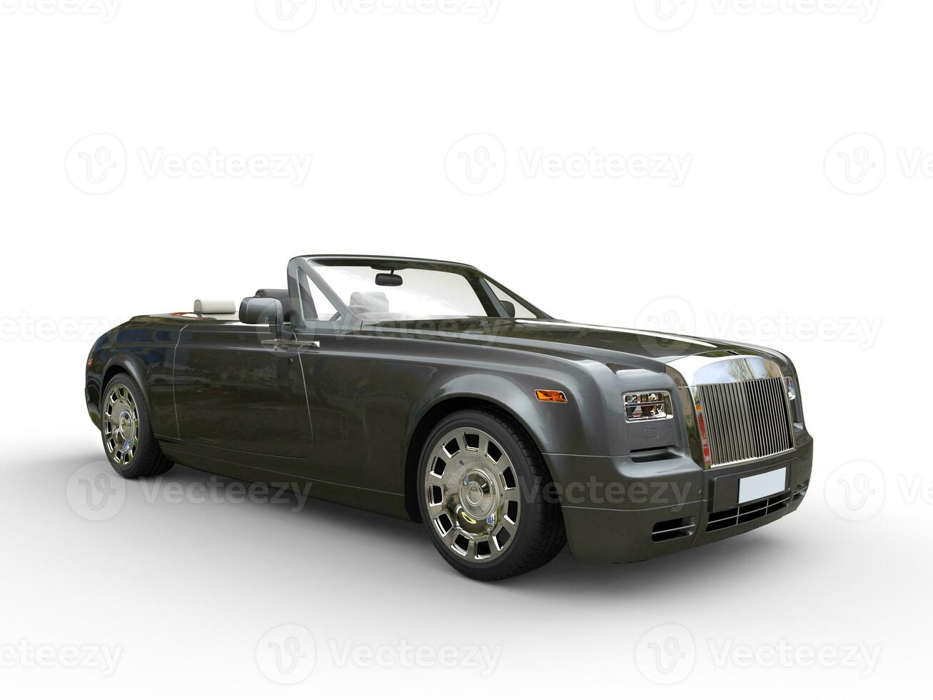 Dark metallic cabriolet luxury car - side view - isolated on white background photo