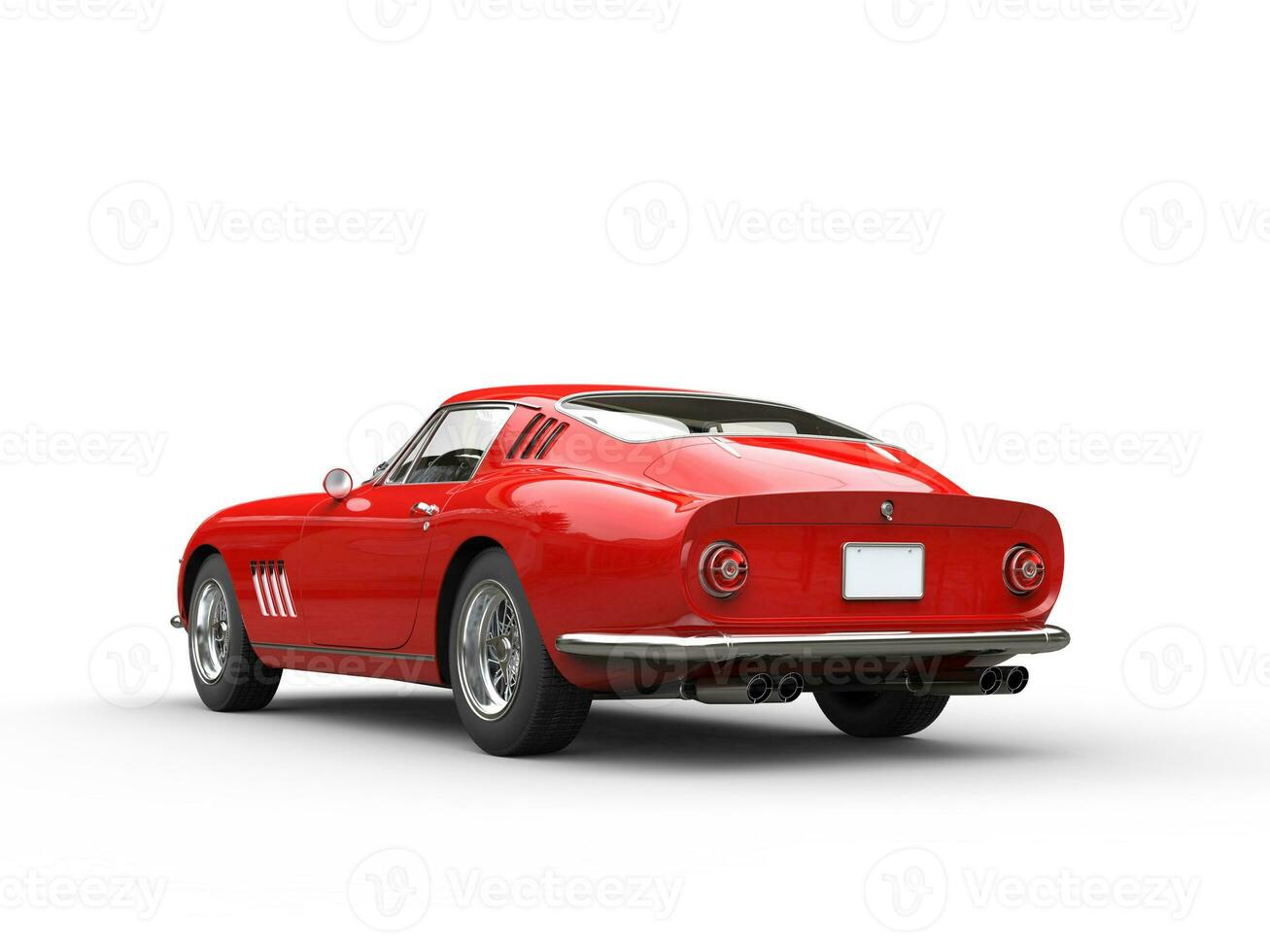 Red vintage sports car - side back view - isolated on white background photo