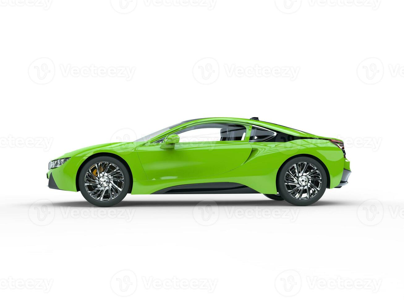 Modern green sports car - side view - isolated on white background. photo