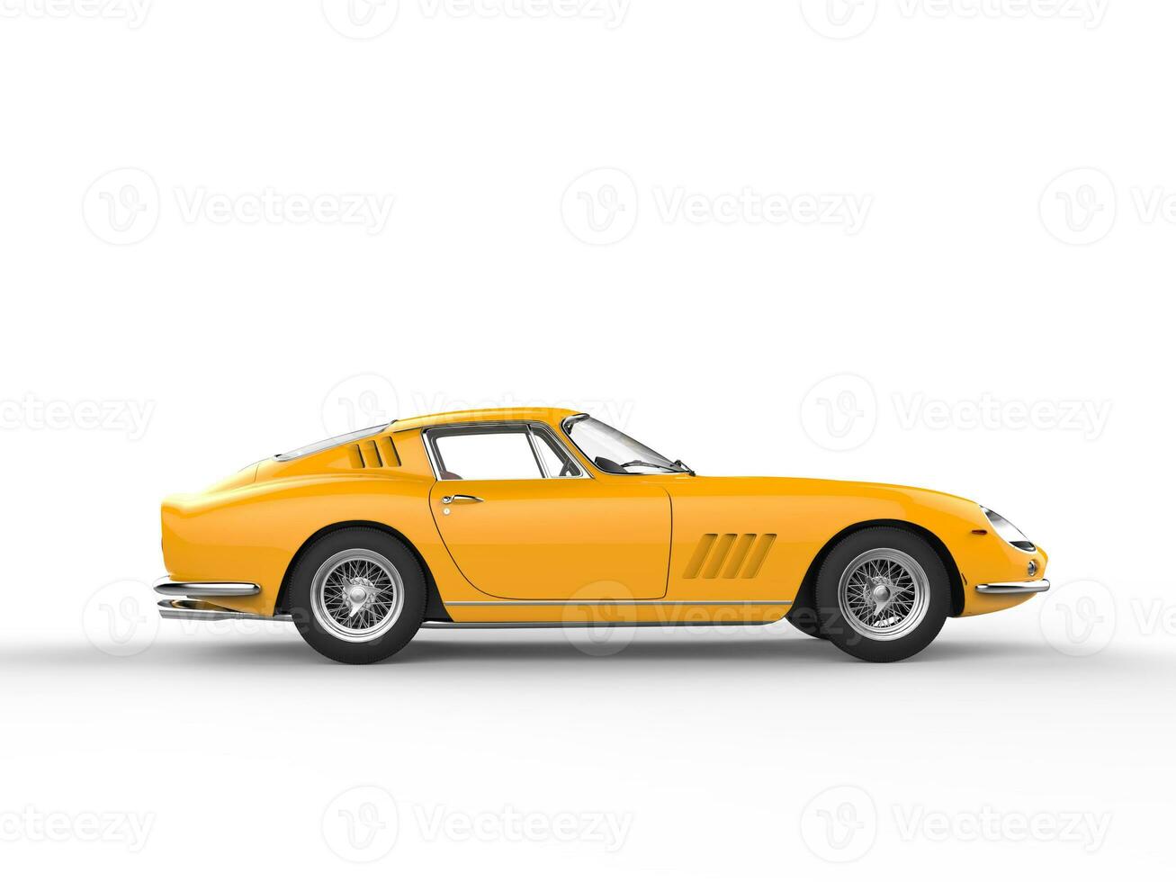 Awesome yellow vintage sports car - isolated on white background photo