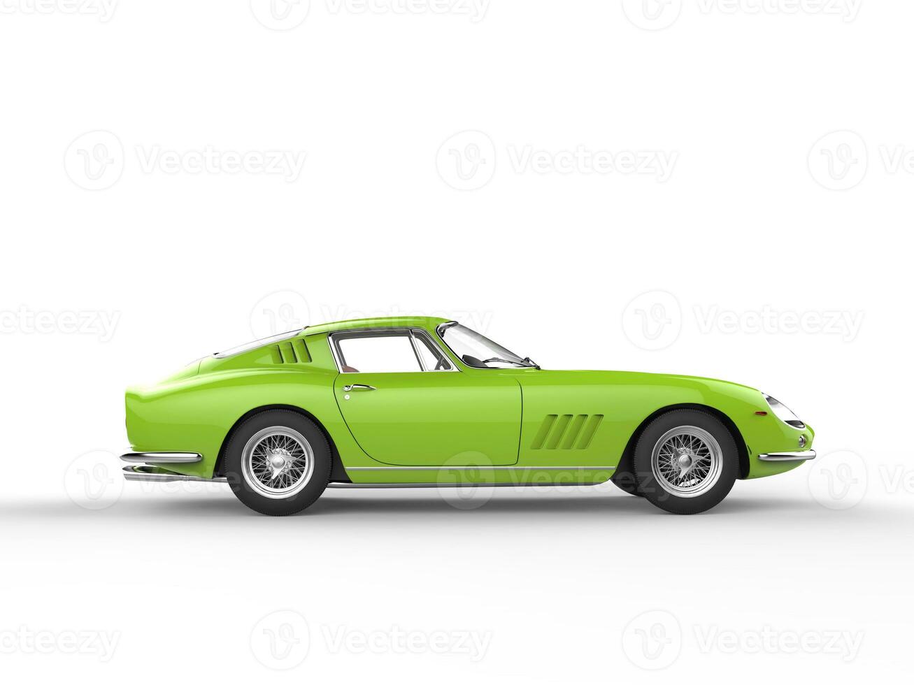 Bright green vintage sports car - side view photo