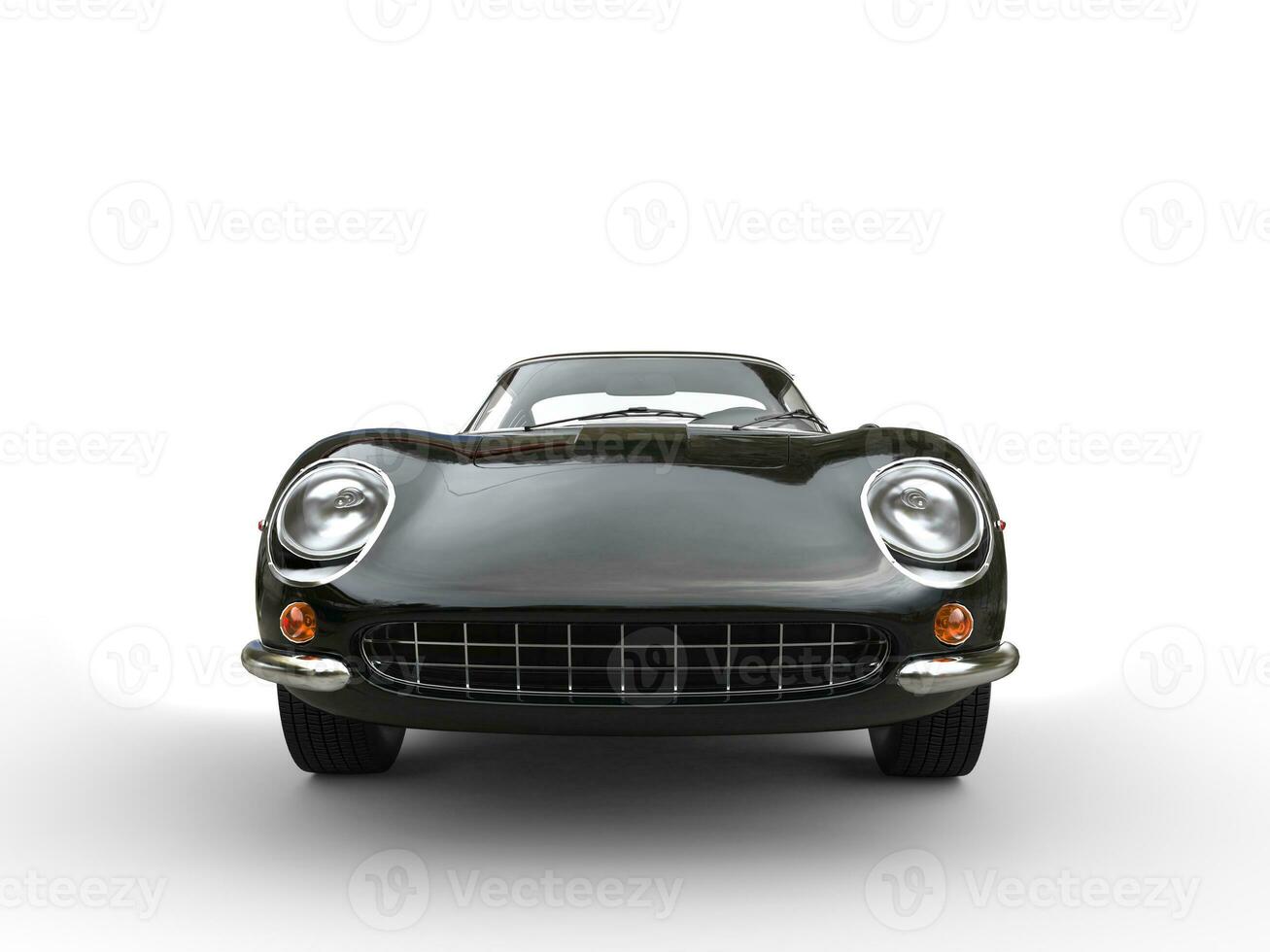 Black classic sports car - front view - isolated on white background photo