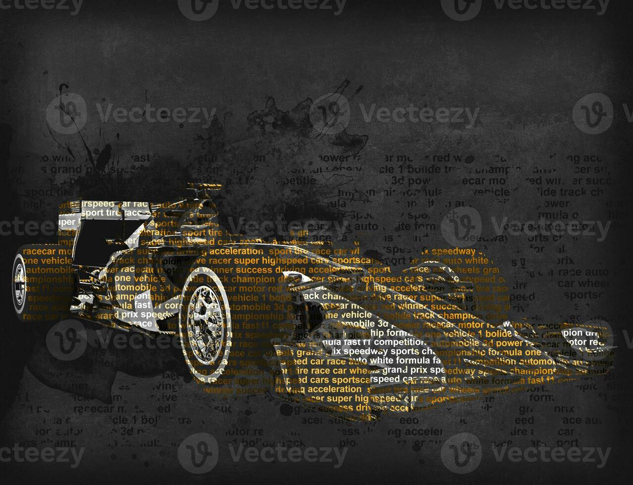 Formula one car - word cloud 3D illustration photo