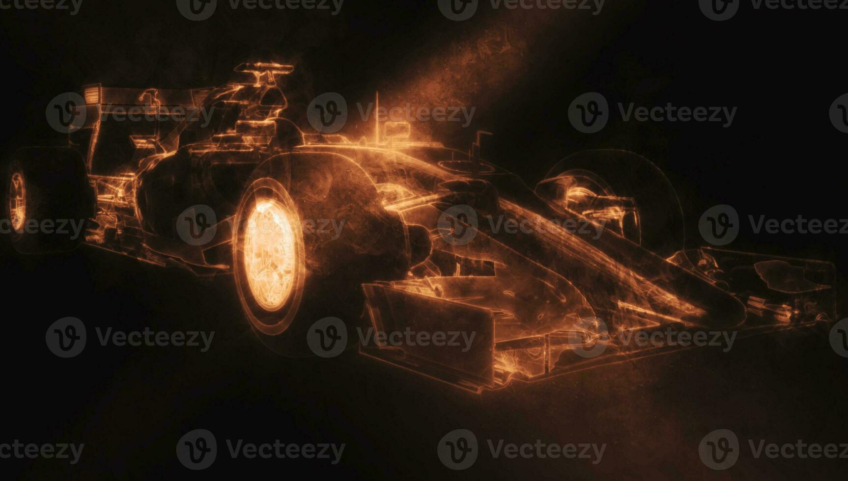 Formula One Car - Orange Smoke 3D Illustration photo