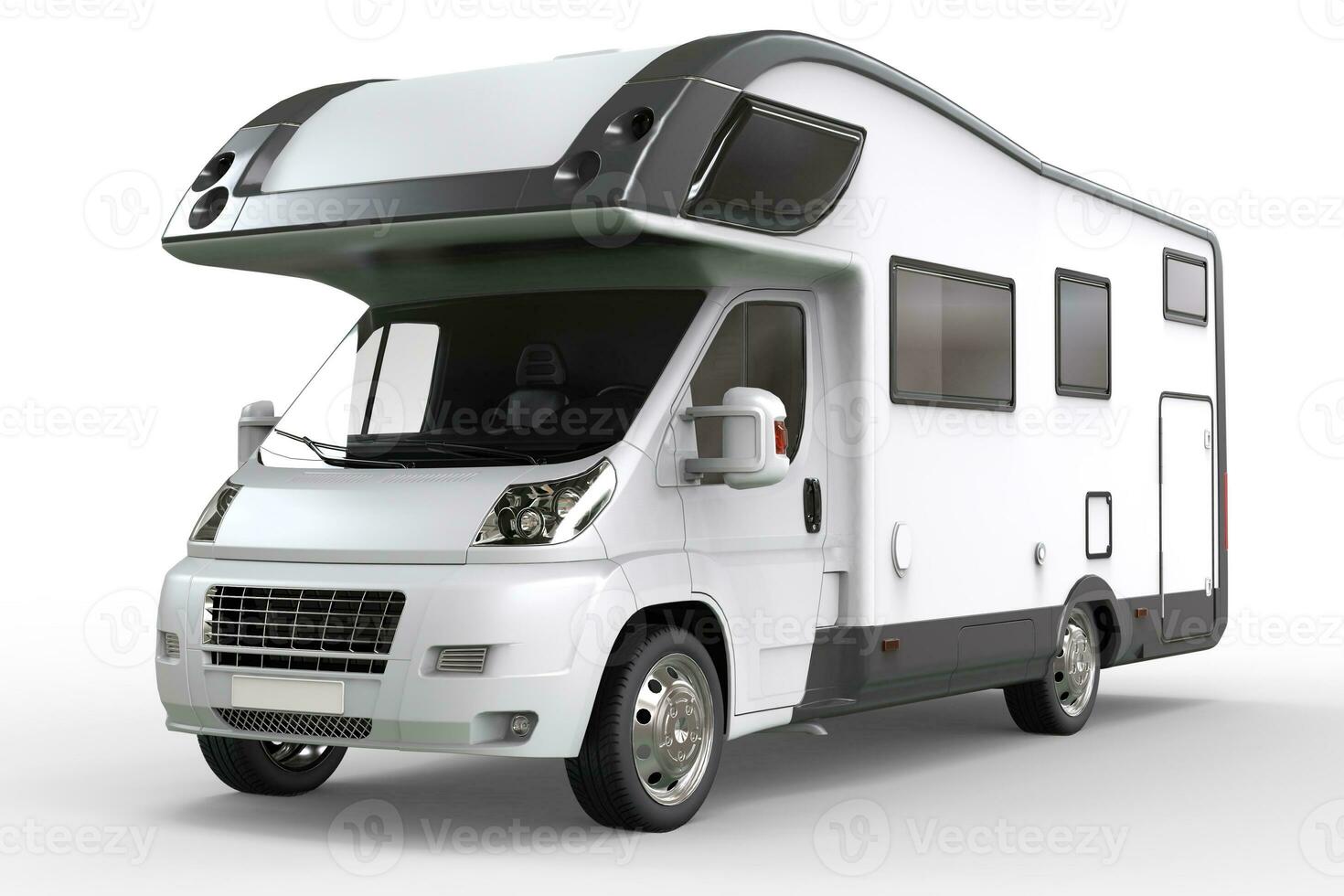 White camper vehicle - studio lighting closeup shot - isolated on white background photo