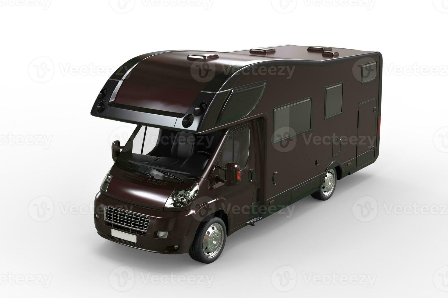 oscuro marrón camper camioneta - parte superior ver - aislado en blanco antecedentes foto