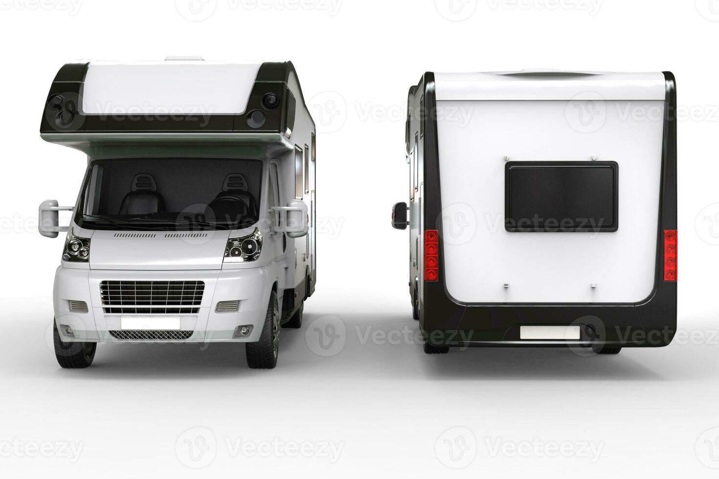 Big camper van - front and back shot - isolated on white background photo