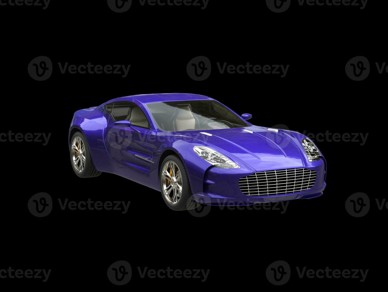 Purple sportscar - isolated on black background photo