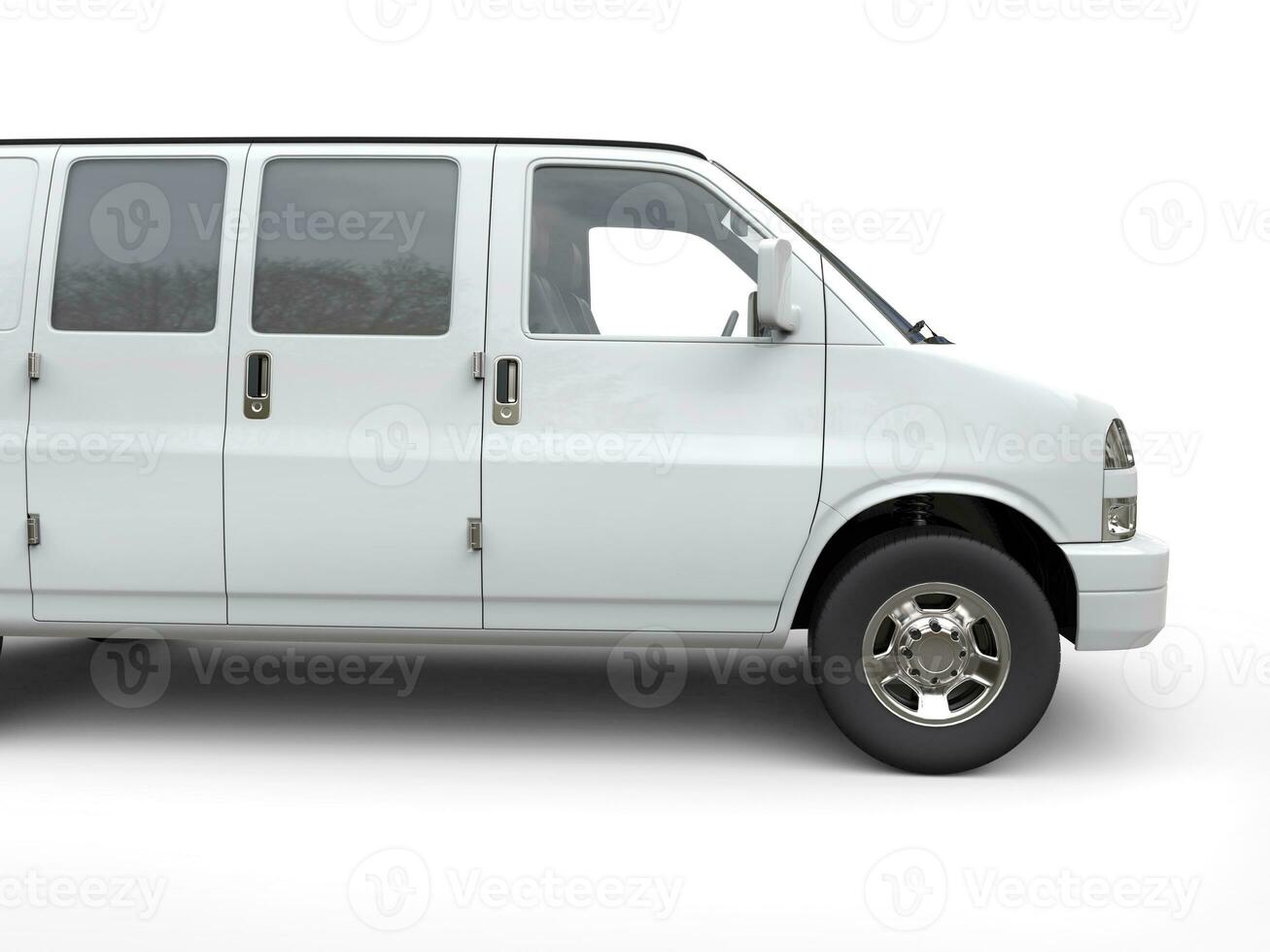 White van side view cut shot - isolated on white background - 3D render photo