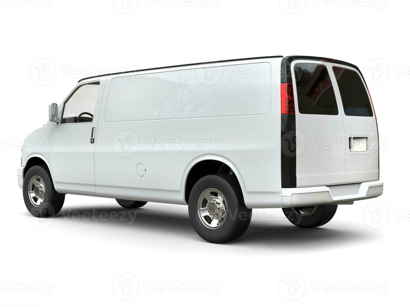 Modern white van - side tail view - isolated on white background - 3D illustration photo