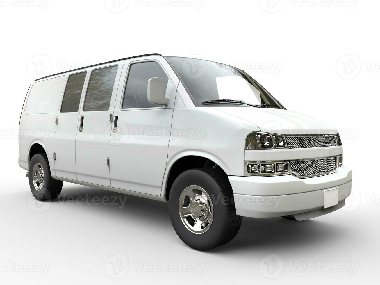 White van closeup - isolated on white background - 3D render photo