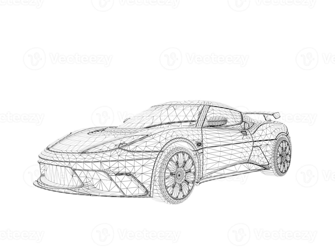 Modern car wireframe 3D Illustration photo