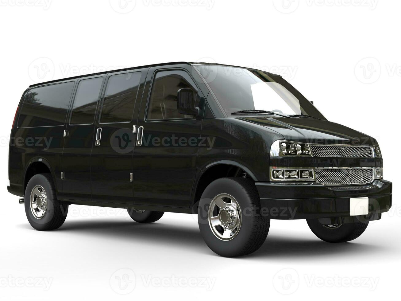 Modern black van - studio shot - isolated on white background - 3D render photo