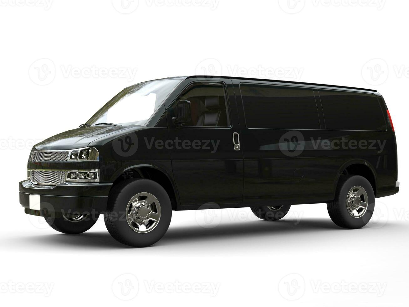 Black van - side view - isolated on white background - 3D illustration photo