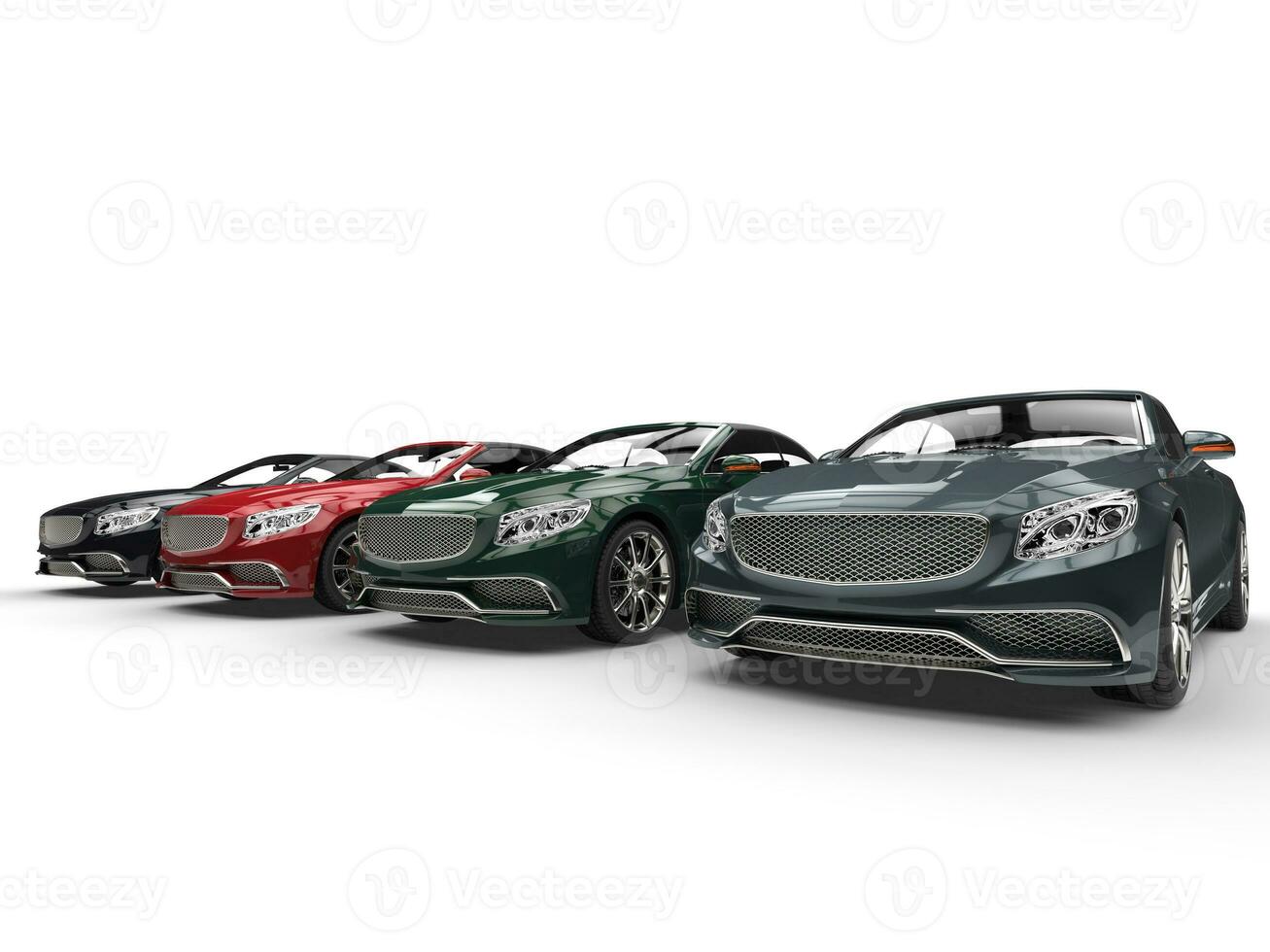 Row of modern business cars - classic vintage colors photo