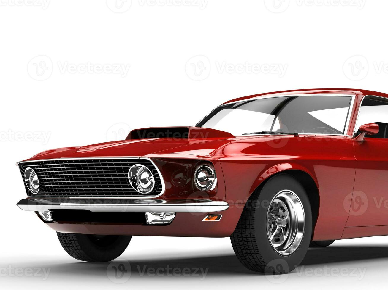 Vintage red muscle car - closeup shot photo