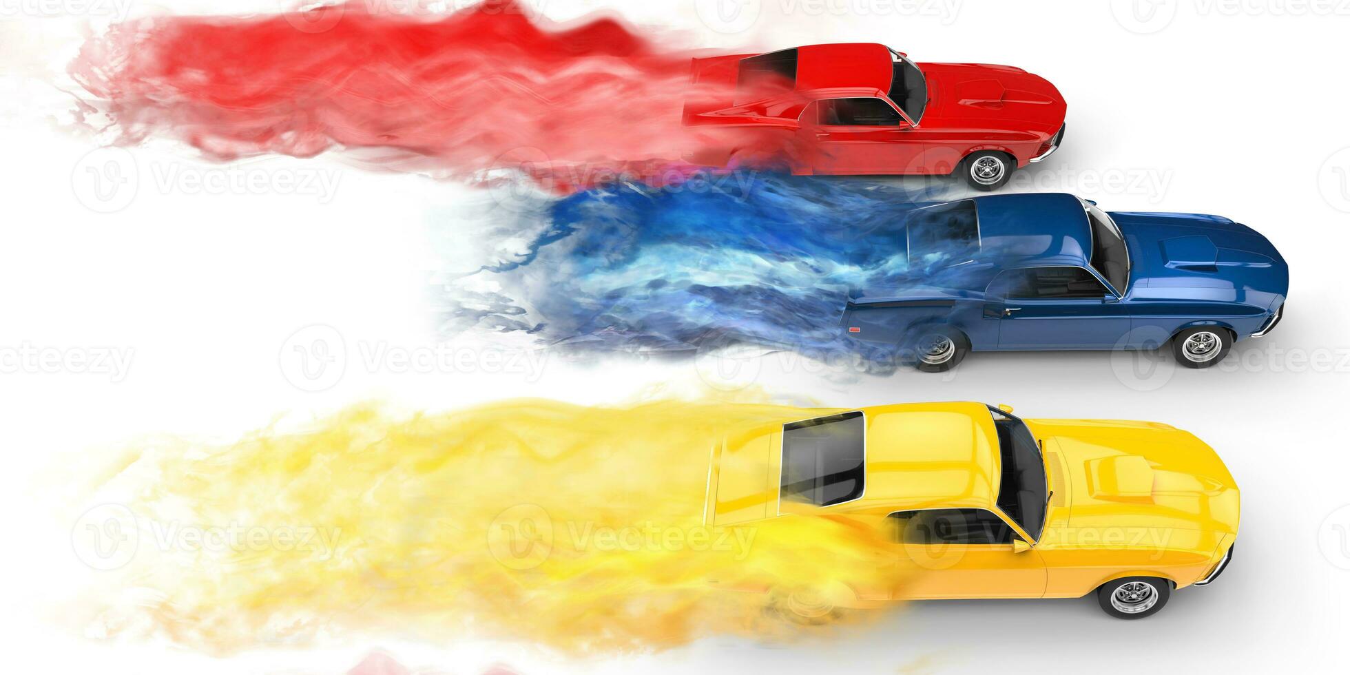 Muscle cars smoke trails photo