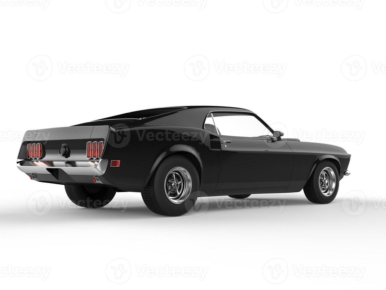 Awesome black muscle car - left side view photo