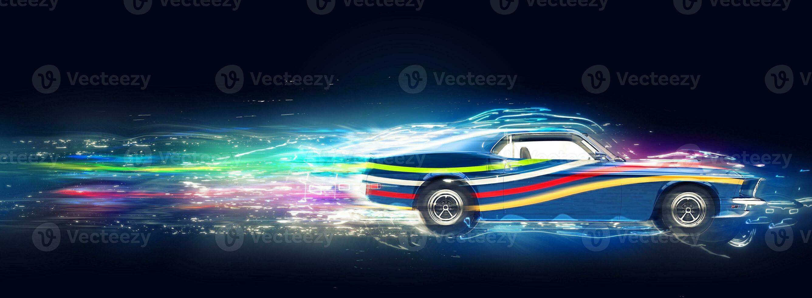 Psychedelic cosmic car photo