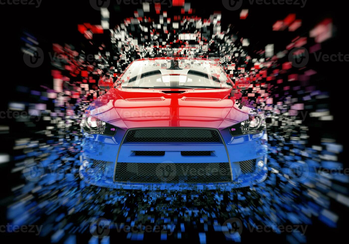 Two tone sports car - abstract pixel illustration photo
