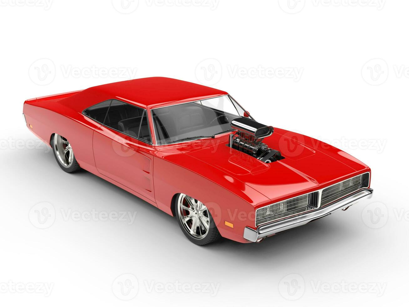 Vintage red muscle car -  studio shot photo